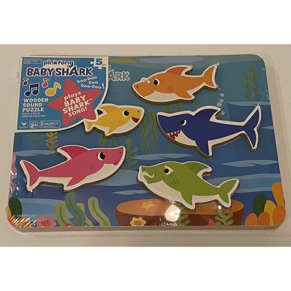 NEW‎ Baby Shark Chunky Wooden Sound Puzzle by pinkf